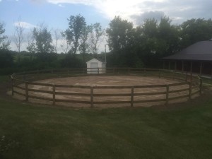 Round Pen with 3-Rail Wood Fence     